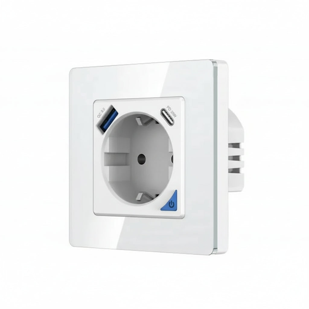 Smart EU Wall Socket with USB & Type-C Fast Charging
