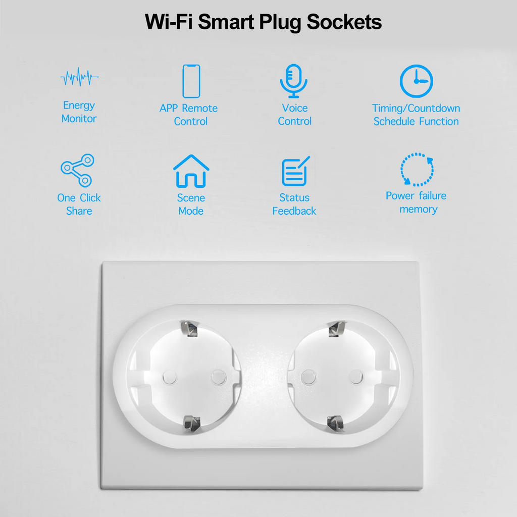 Smart Wi-Fi Dual Socket with Power Monitoring and Voice Control