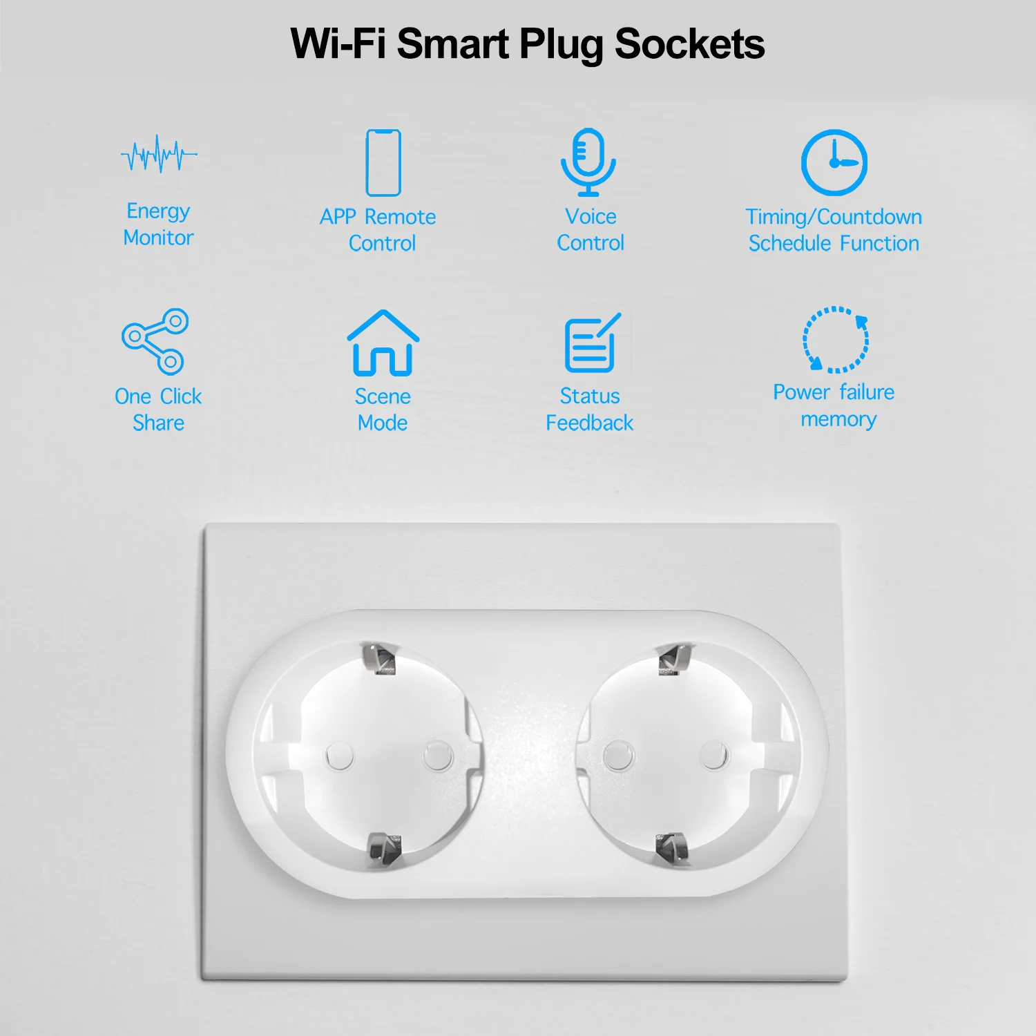 Smart Wi-Fi Dual Socket with Power Monitoring and Voice Control