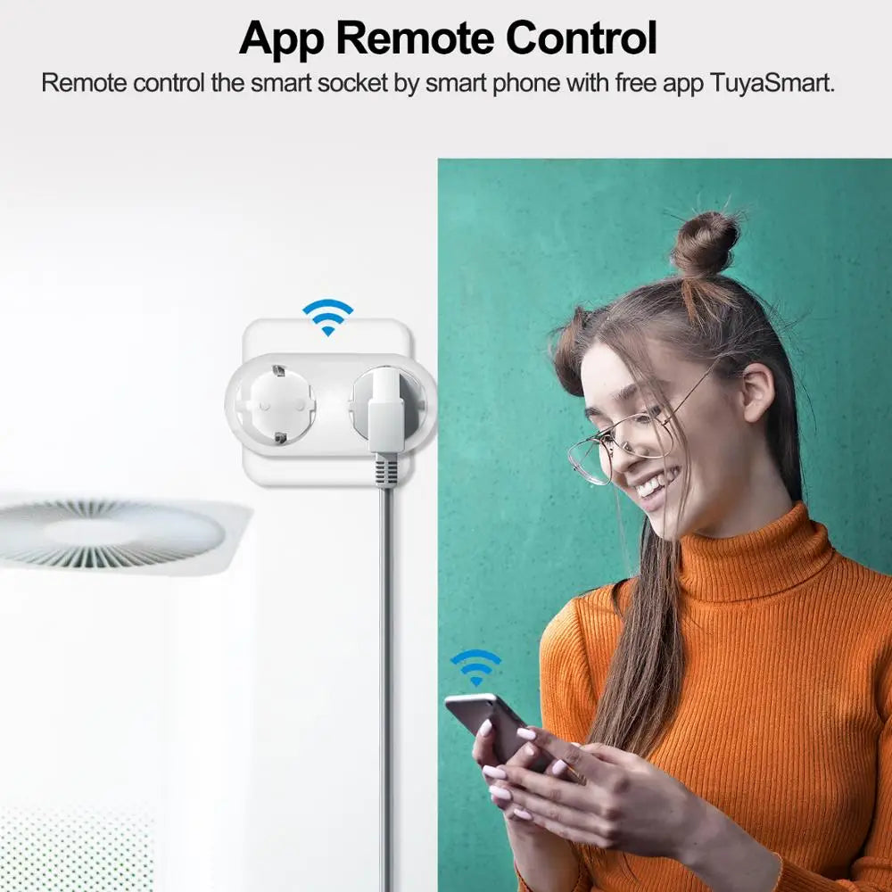 Smart Wi-Fi Dual Socket with Power Monitoring and Voice Control