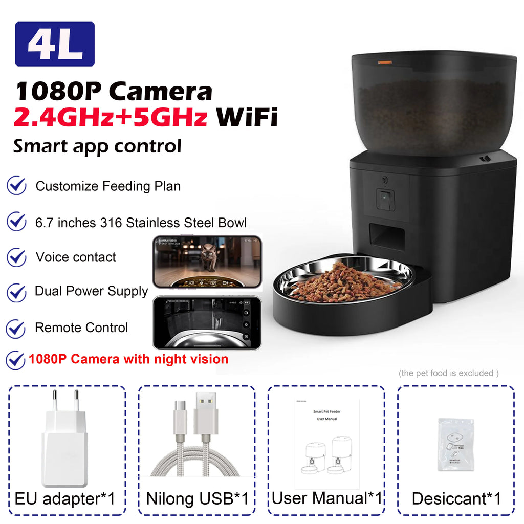 Smart Automatic Pet Feeder – 8L Capacity with HD Camera