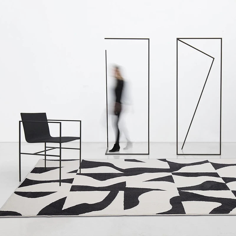 Modern Striped Polyester Area Rug