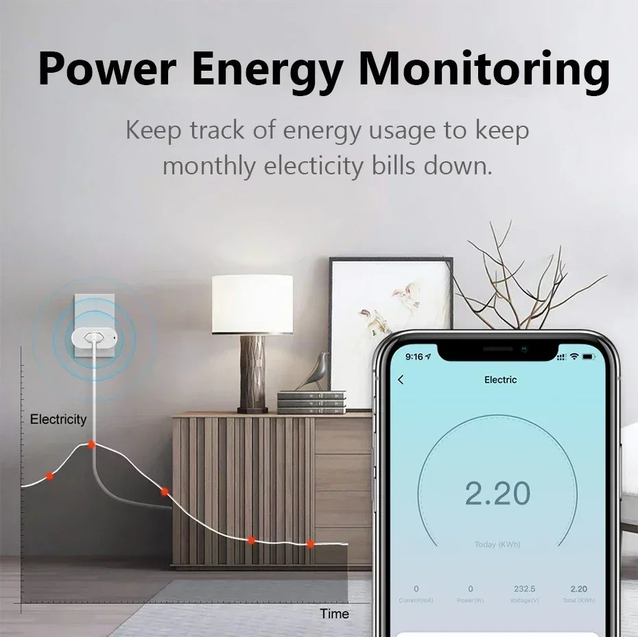 WiFi Smart Plug – 16A / 220V with App &amp; Voice Control