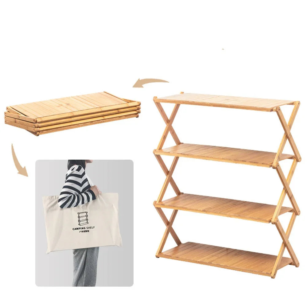 Camping & Outdoor Foldable Bamboo Rack