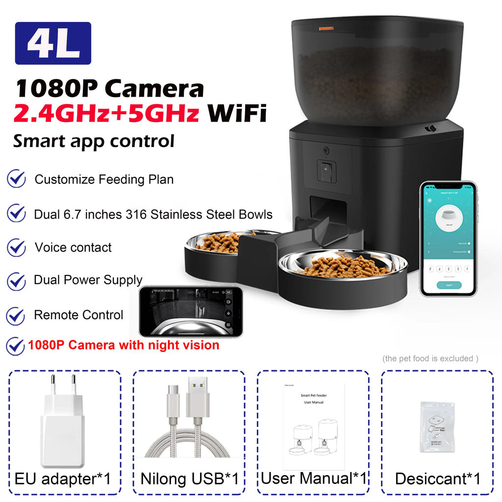 Smart Automatic Pet Feeder – 8L Capacity with HD Camera