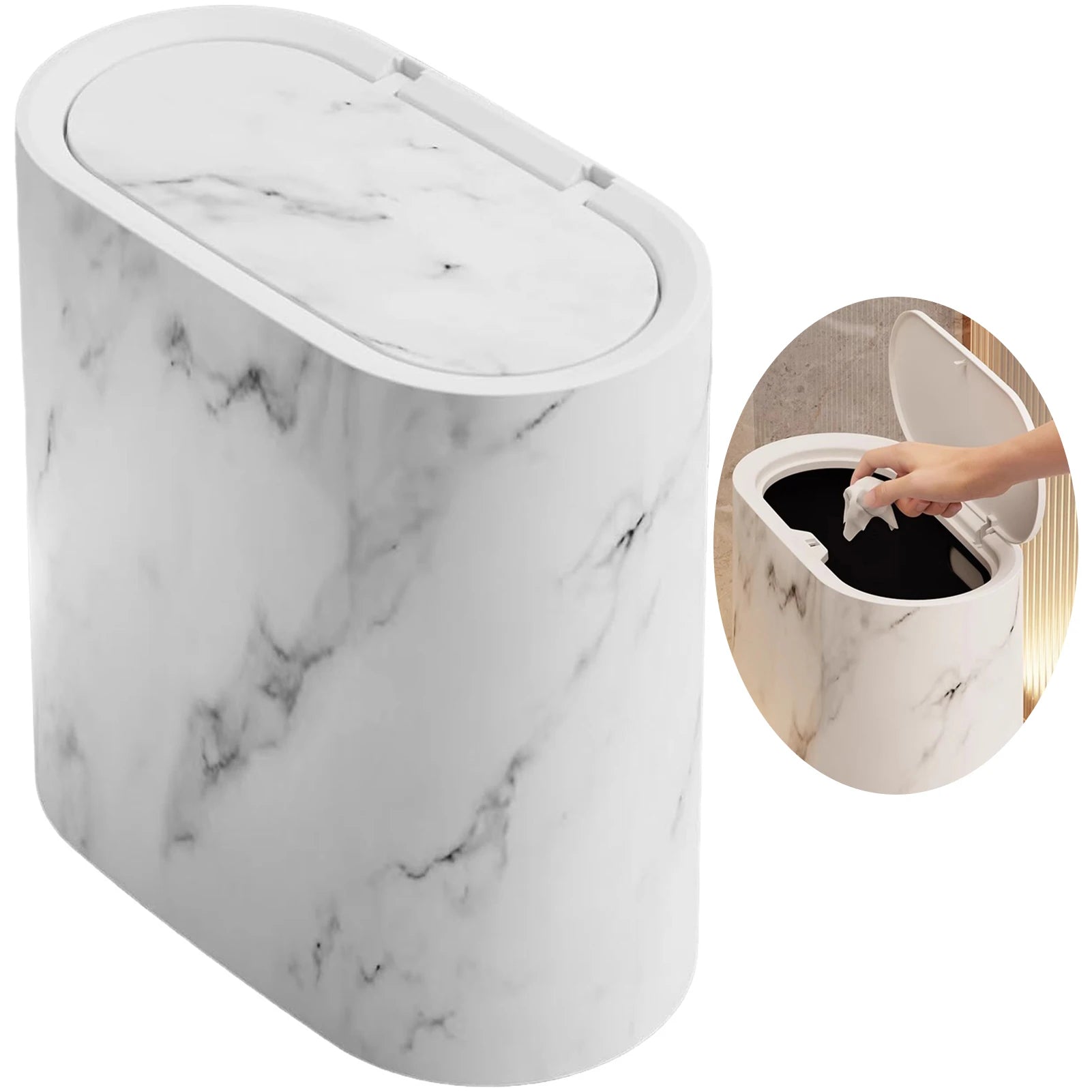 Marble Pattern Trash Can
