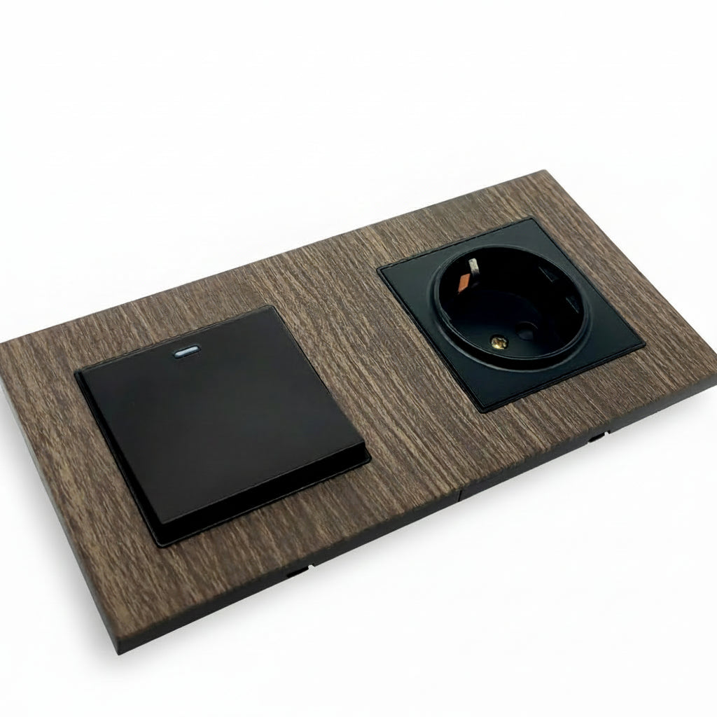 Wood Texture Aluminum Panel Wall Light Switch - DIY Free Combination