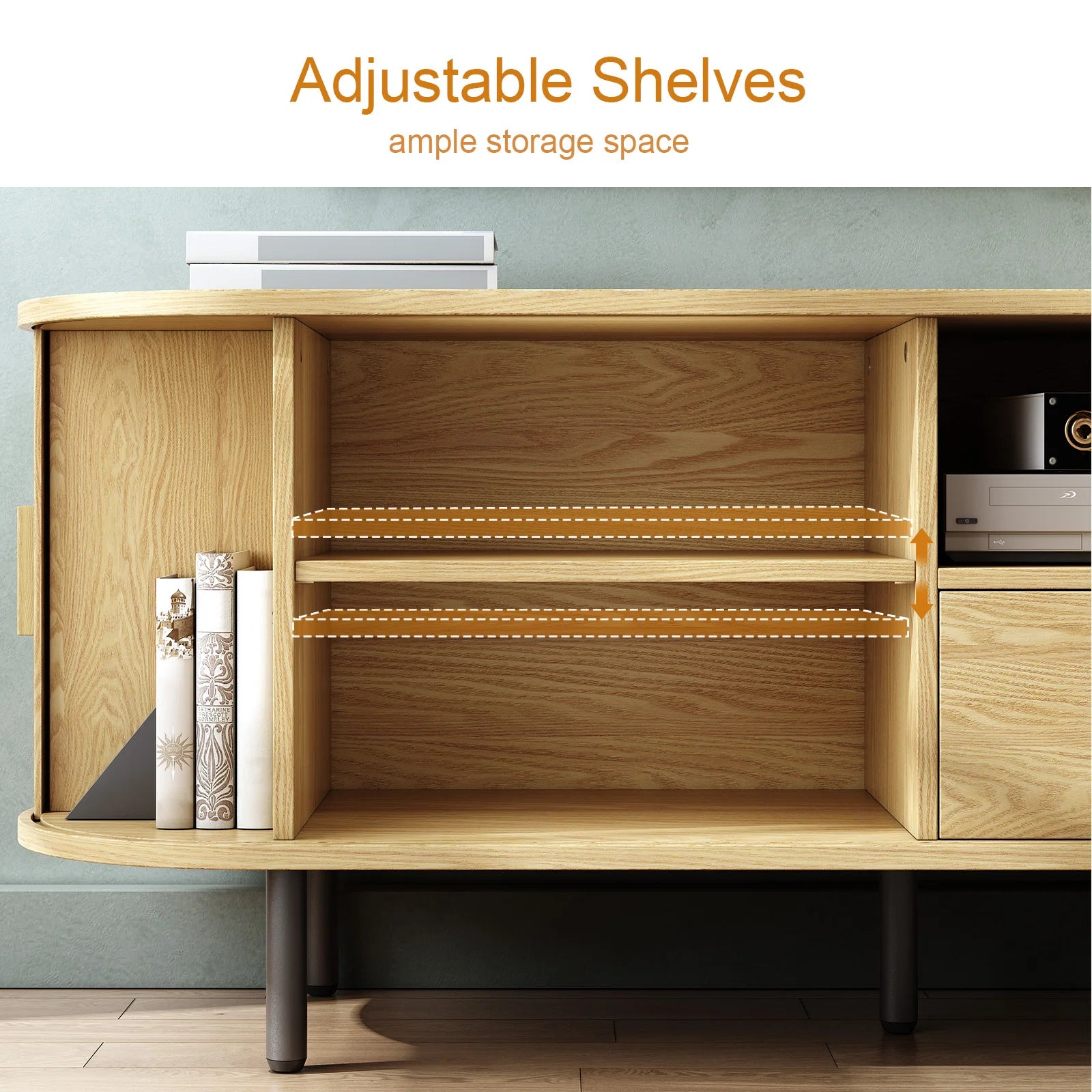 ONBRILL 69" TV Stand – Entertainment Center with Storage & Built-In Power Outlet