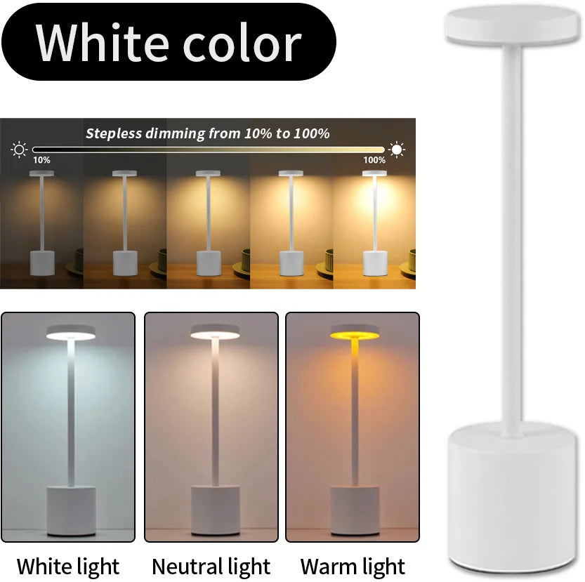Classic Rechargeable Touch LED Desk Lamp – Stepless Dimming &amp; 3 Color Temperatures