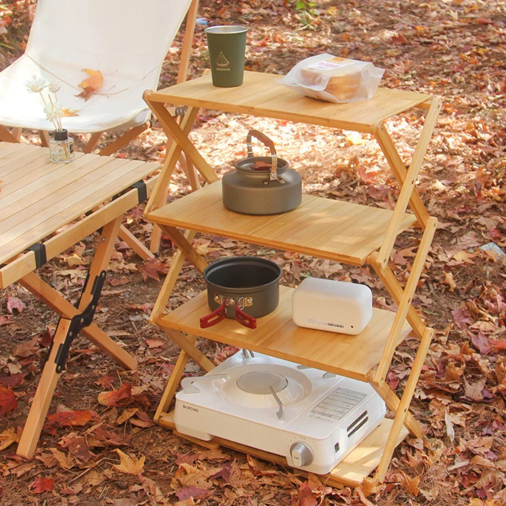 Camping & Outdoor Foldable Bamboo Rack