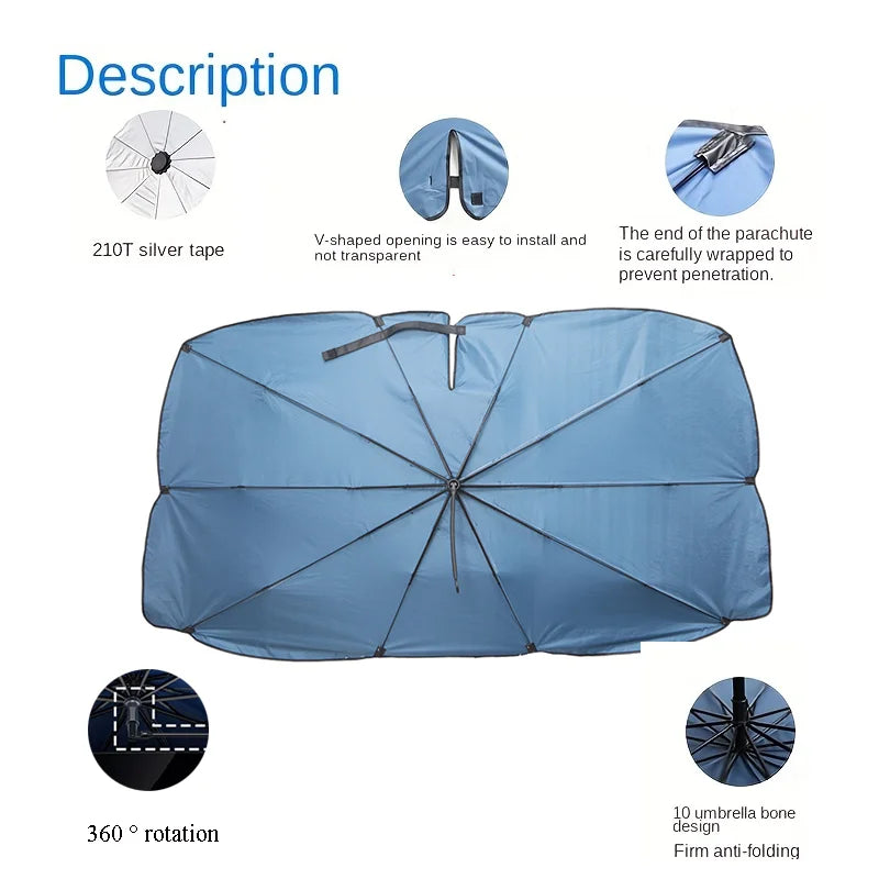 Car Sunshade Umbrella with 360° Rotating Handle