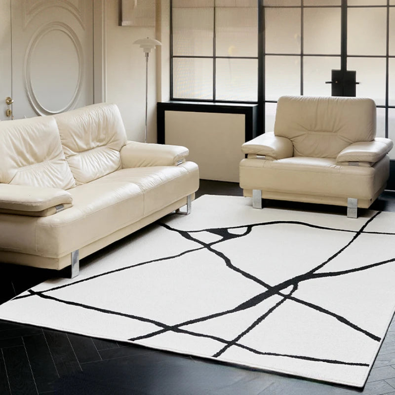 Modern Striped Polyester Area Rug
