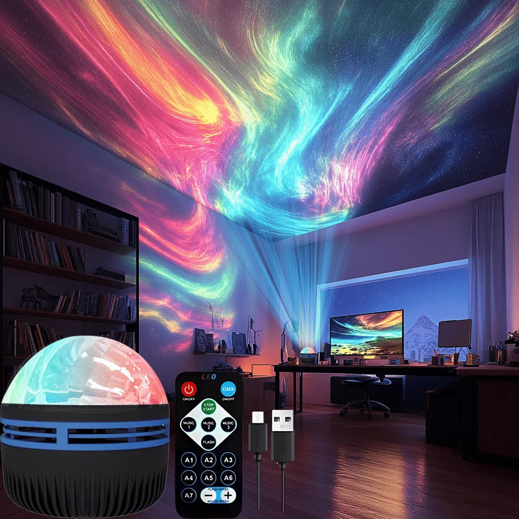 LED Night Light Starry Sky Projector - 7 Colors with Remote &amp; Auto Rotate