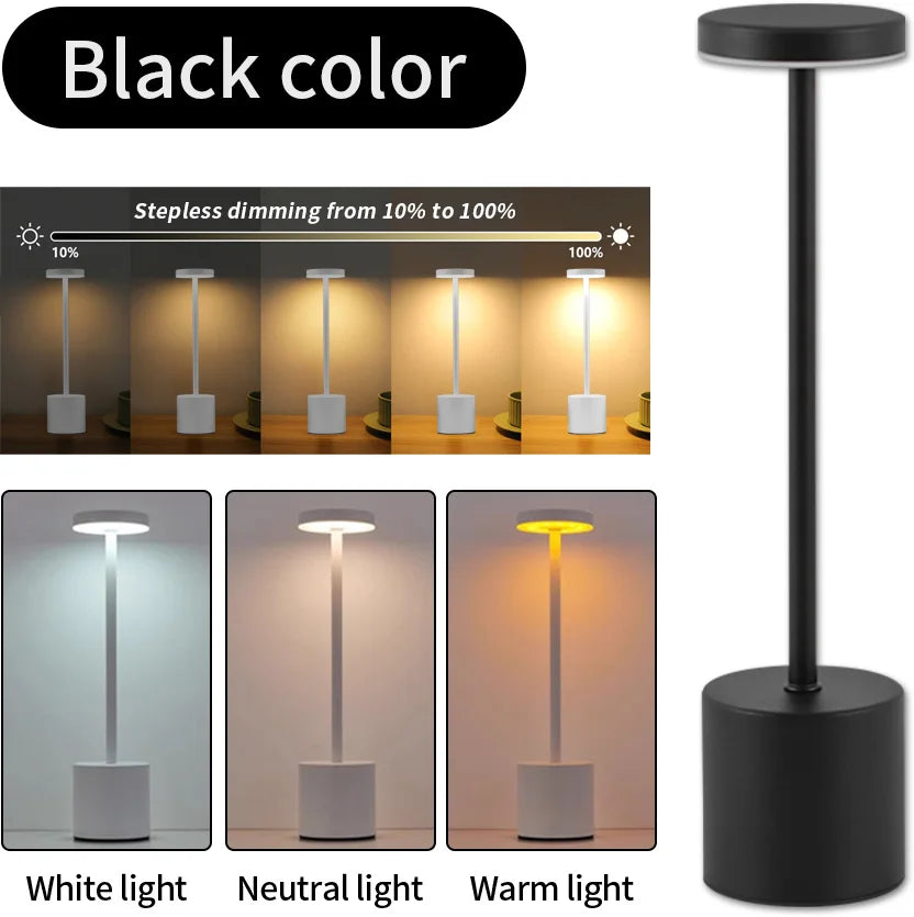 Classic Rechargeable Touch LED Desk Lamp – Stepless Dimming &amp; 3 Color Temperatures