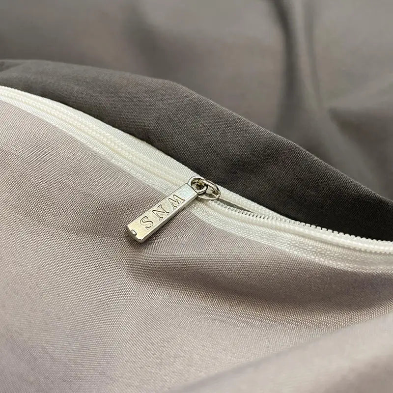 Solid Color Duvet Cover with Zipper
