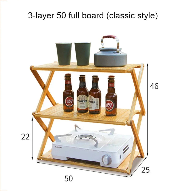 Camping & Outdoor Foldable Bamboo Rack
