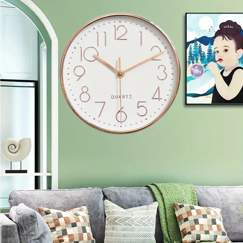 8-Inch Silent Plastic & Glass Wall Clock