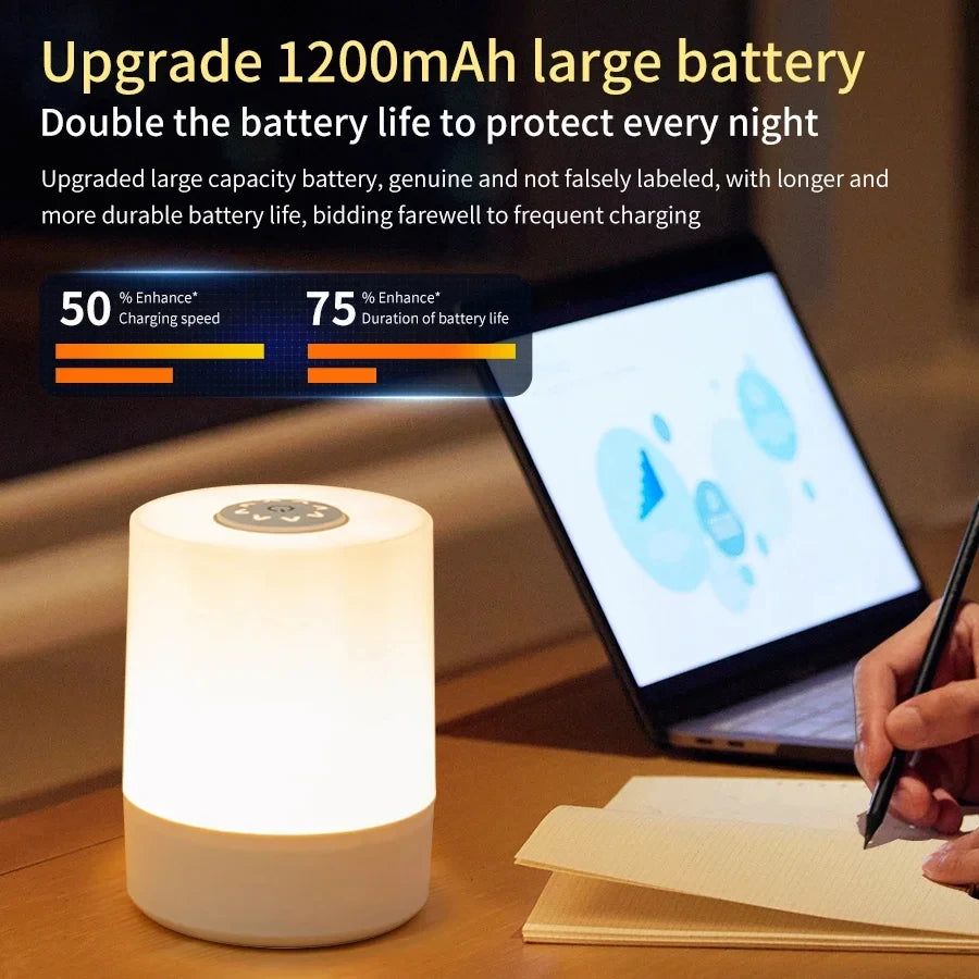 Rechargeable Touch Bedside Night Light (Soft Glow + Built-In Battery)