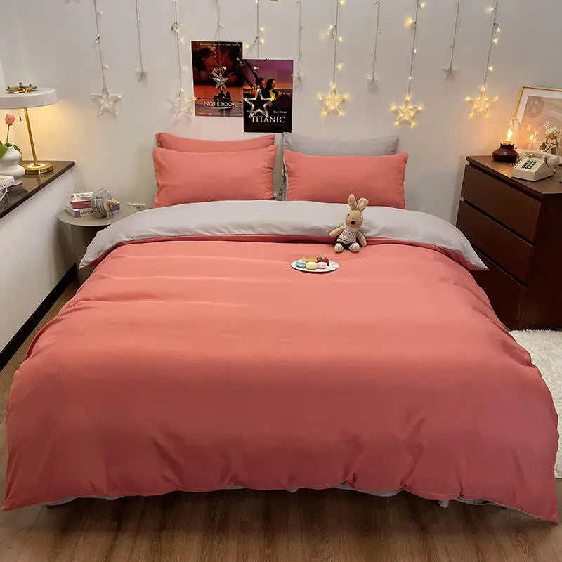 Solid Color Duvet Cover with Zipper