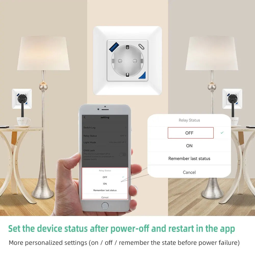 Smart EU Wall Socket with USB & Type-C Fast Charging