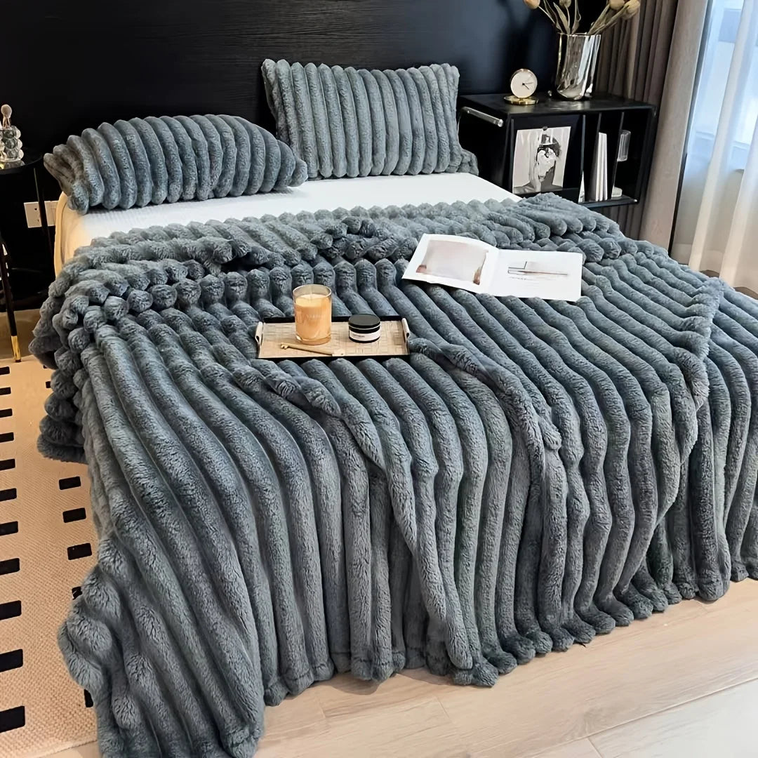 Wide Striped Flannel Blanket