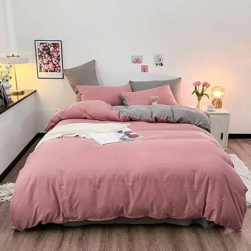 Solid Color Duvet Cover with Zipper