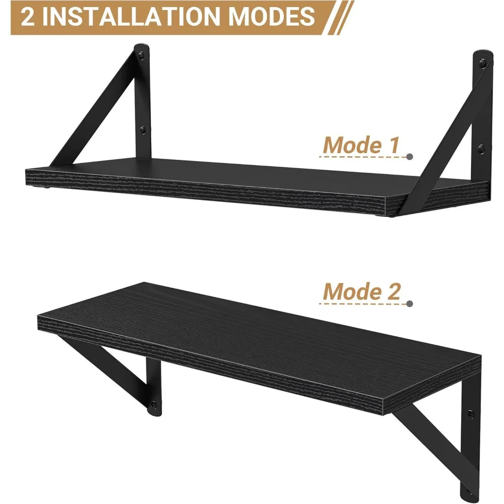 Set of 3 Rustic Floating Wall Shelves