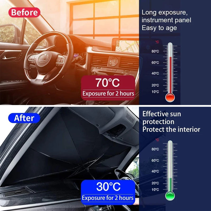 Car Sunshade Umbrella with 360° Rotating Handle