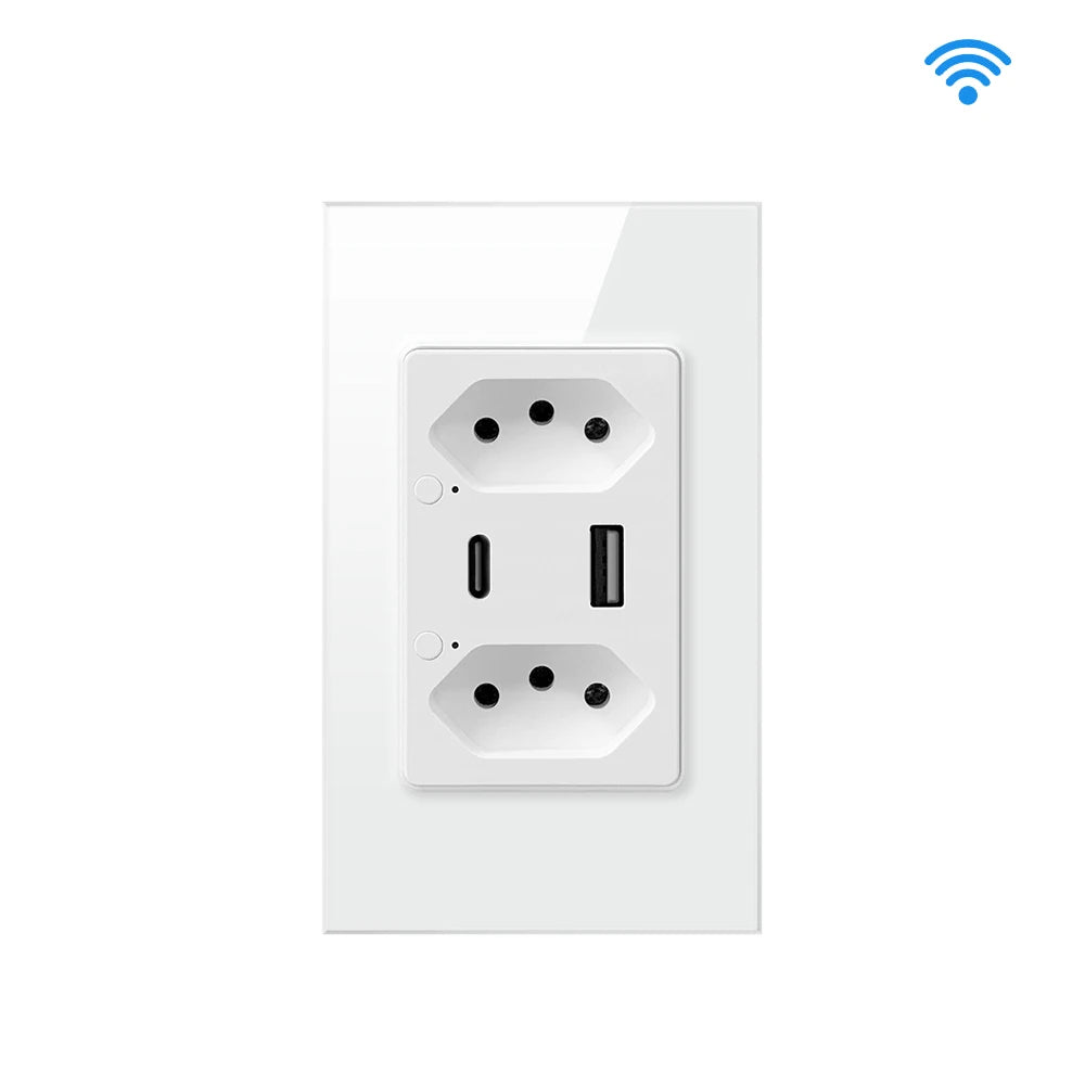AVATTO Tuya WiFi/ZigBee Smart Brazilian Wall Socket with USB/Type-C Fast Charging &amp; Voice Control