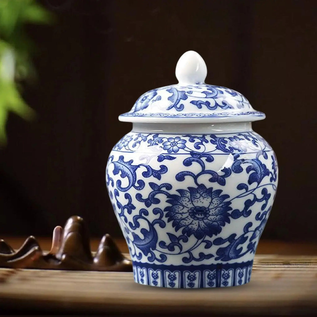 Classic Blue & White Ceramic Ginger Jar Vase