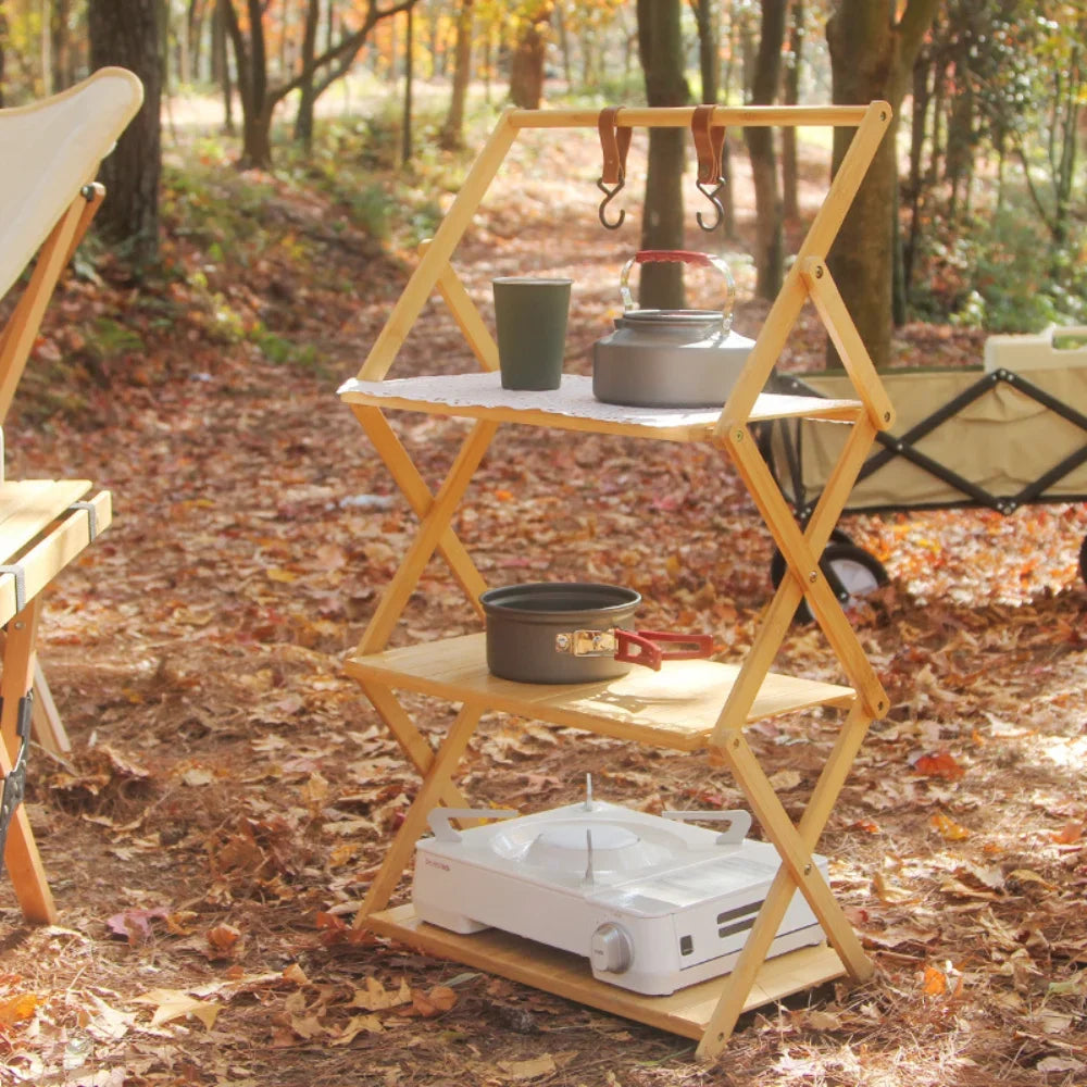 Camping & Outdoor Foldable Bamboo Rack