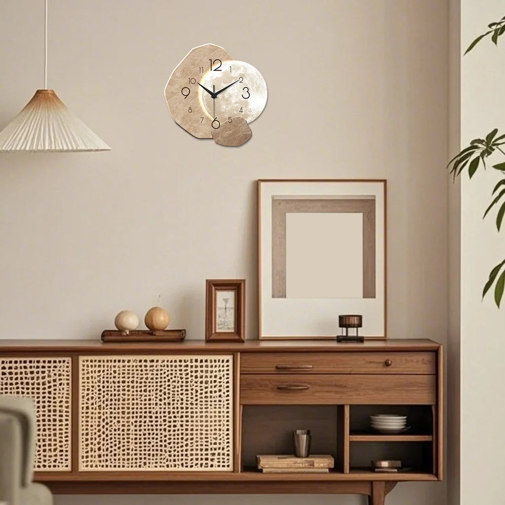 Japanese-Style Bamboo & Wood Quartz Wall Clock