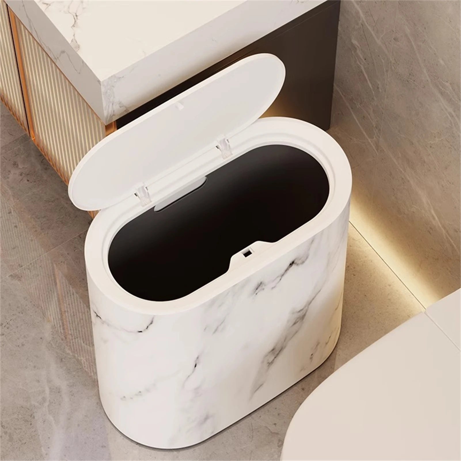 Marble Pattern Trash Can