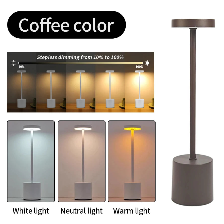 Classic Rechargeable Touch LED Desk Lamp – Stepless Dimming &amp; 3 Color Temperatures