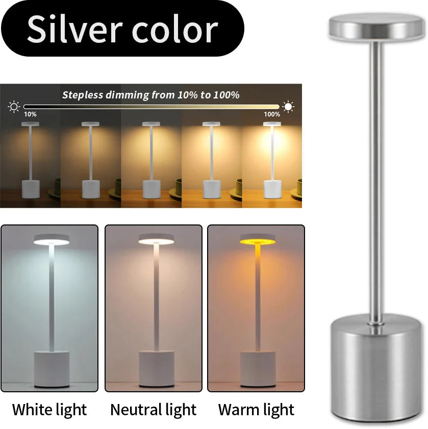 Classic Rechargeable Touch LED Desk Lamp – Stepless Dimming &amp; 3 Color Temperatures