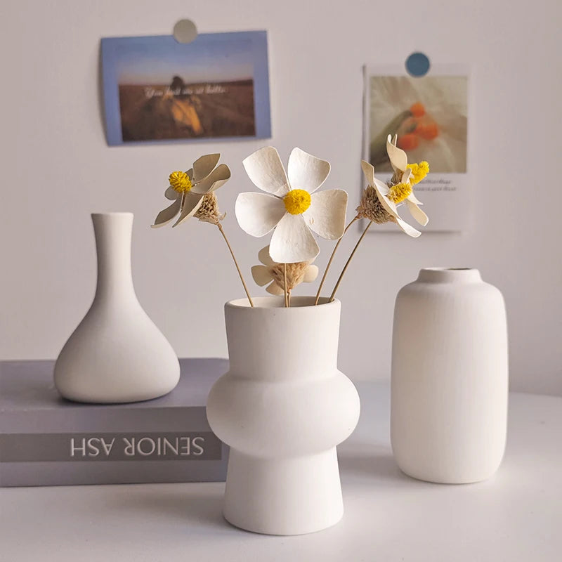 Elegant White Ceramic Decorative Vase