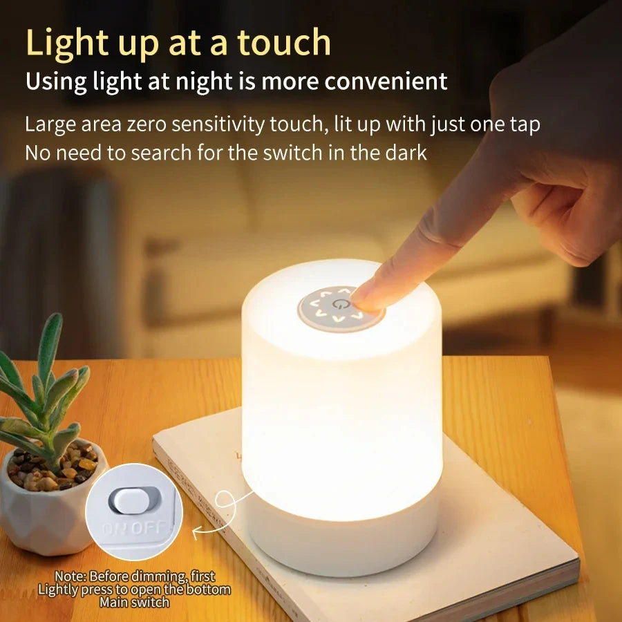 Rechargeable Touch Bedside Night Light (Soft Glow + Built-In Battery)