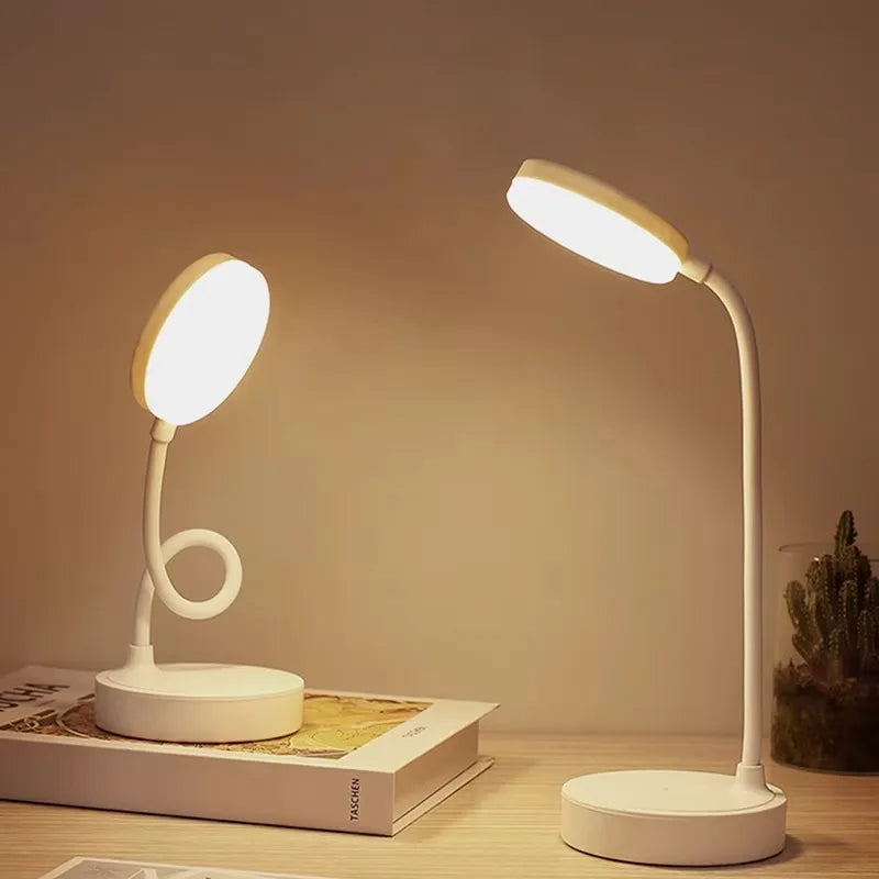 Portable LED Desk Lamp with USB Plug &amp; Stepless Dimming for Eye Protection