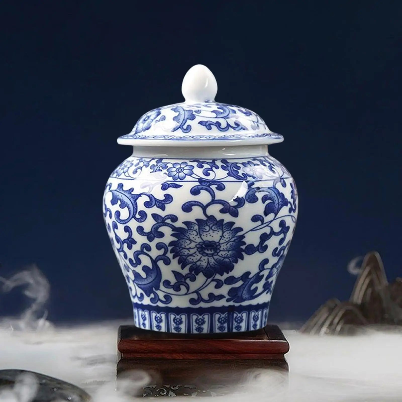Classic Blue & White Ceramic Ginger Jar Vase