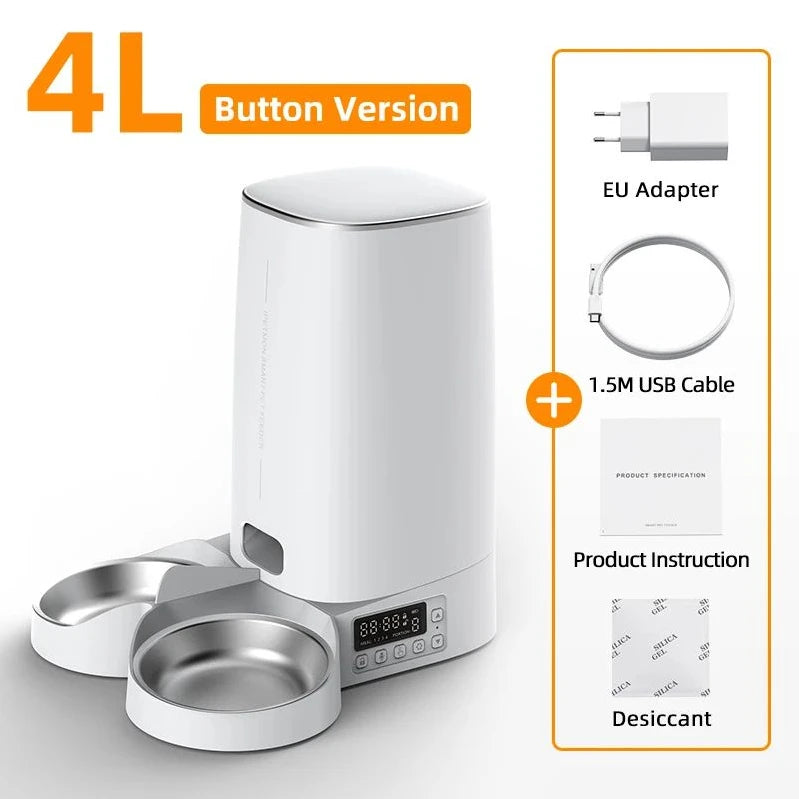 Smart Dog Feeder – 4L Capacity, WiFi &amp; Button Versions