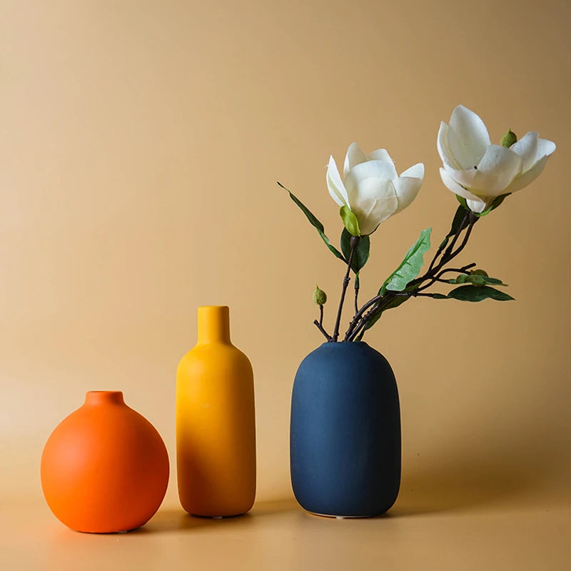 Nordic Ceramic Vase with Narrow Neck