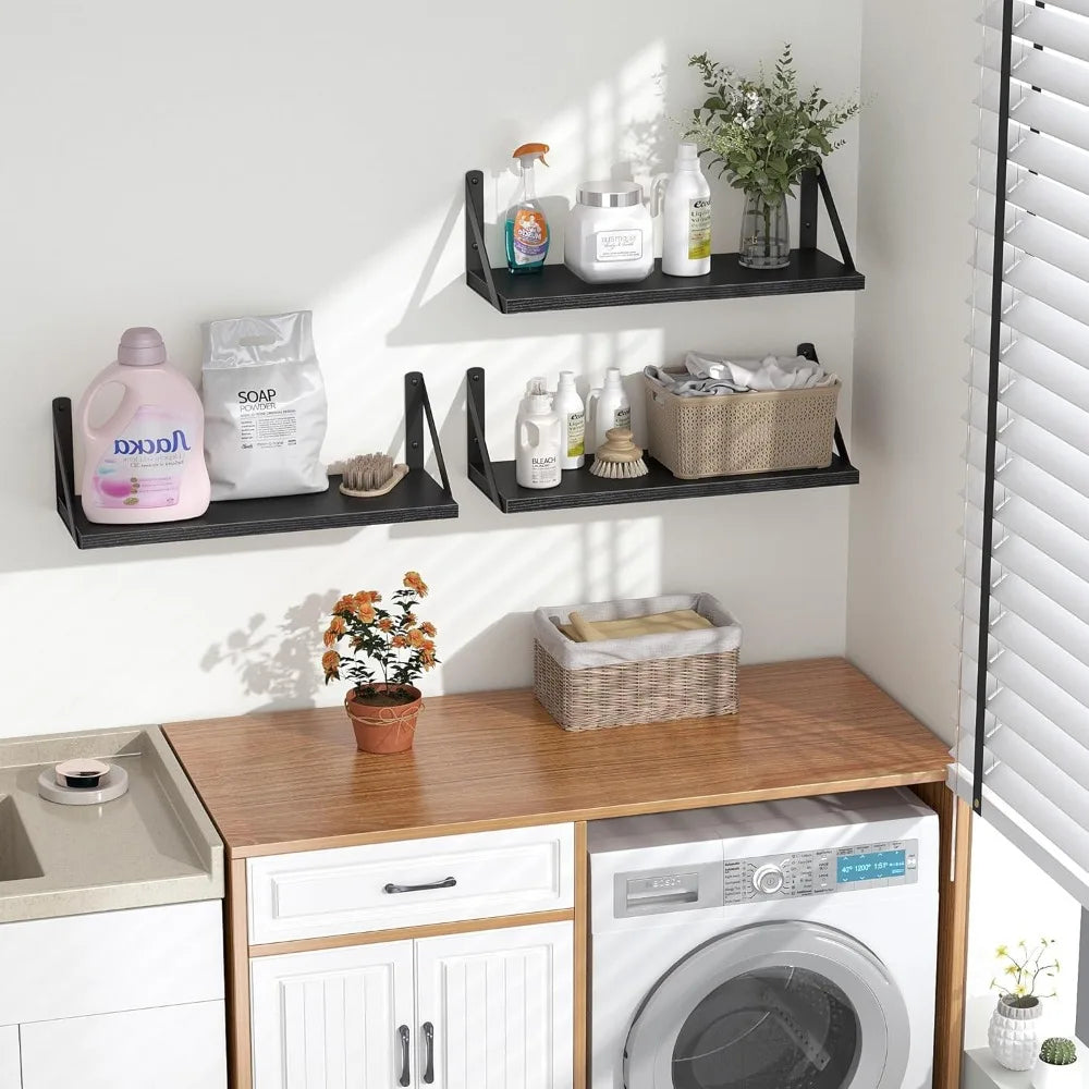 Set of 3 Rustic Floating Wall Shelves