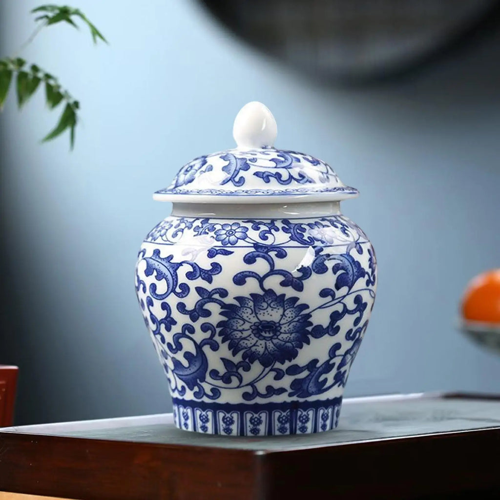 Classic Blue & White Ceramic Ginger Jar Vase