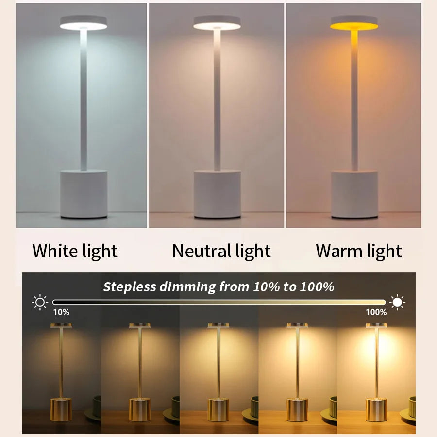 Classic Rechargeable Touch LED Desk Lamp – Stepless Dimming &amp; 3 Color Temperatures
