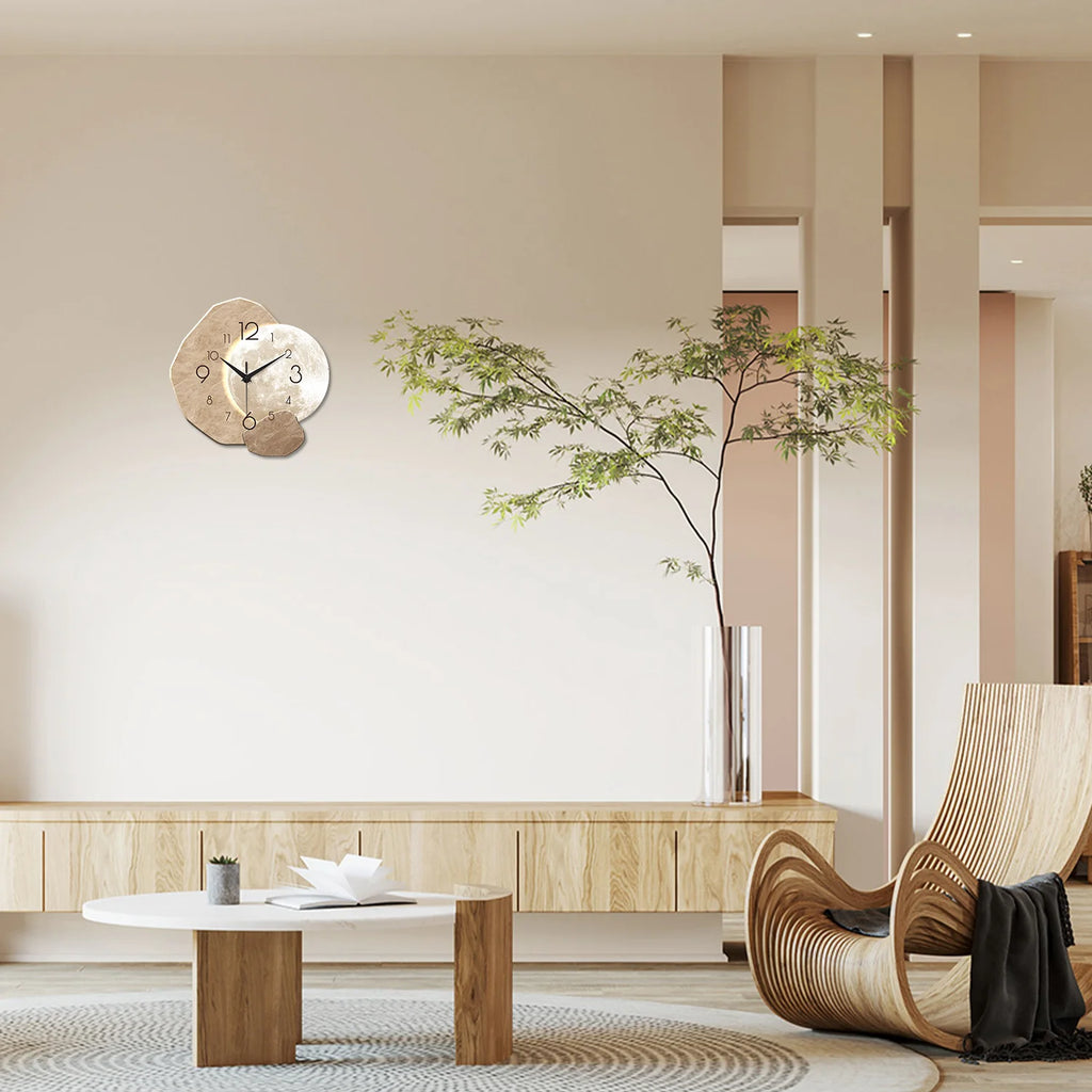 Japanese-Style Bamboo & Wood Quartz Wall Clock