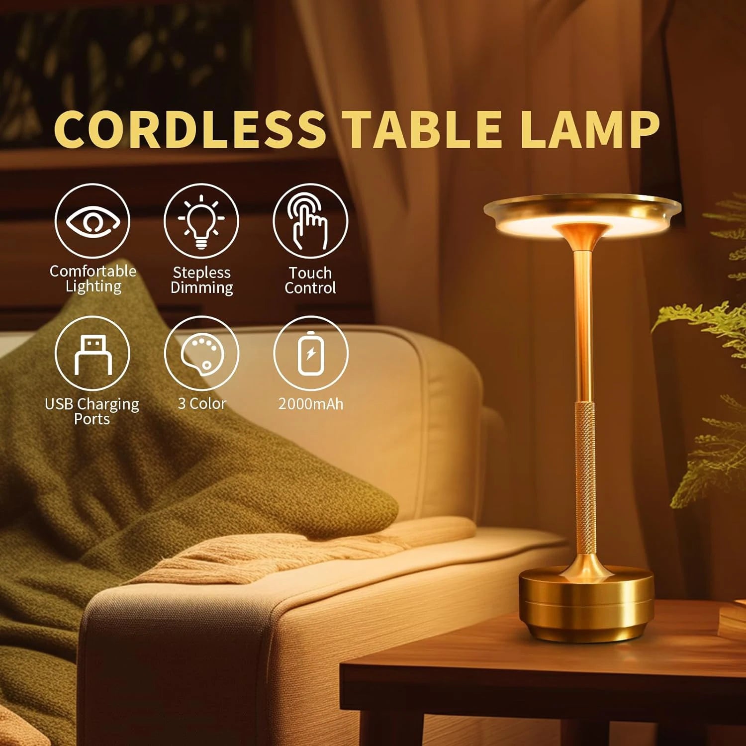 Wireless Aluminum Touch Table Lamp