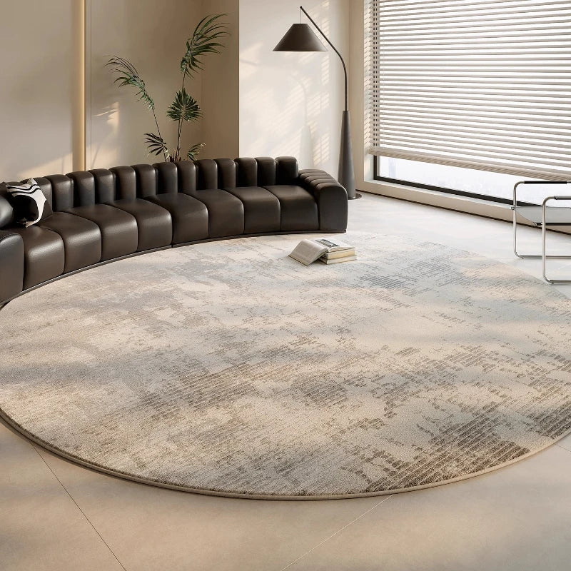 Round Striped Polyester Rug