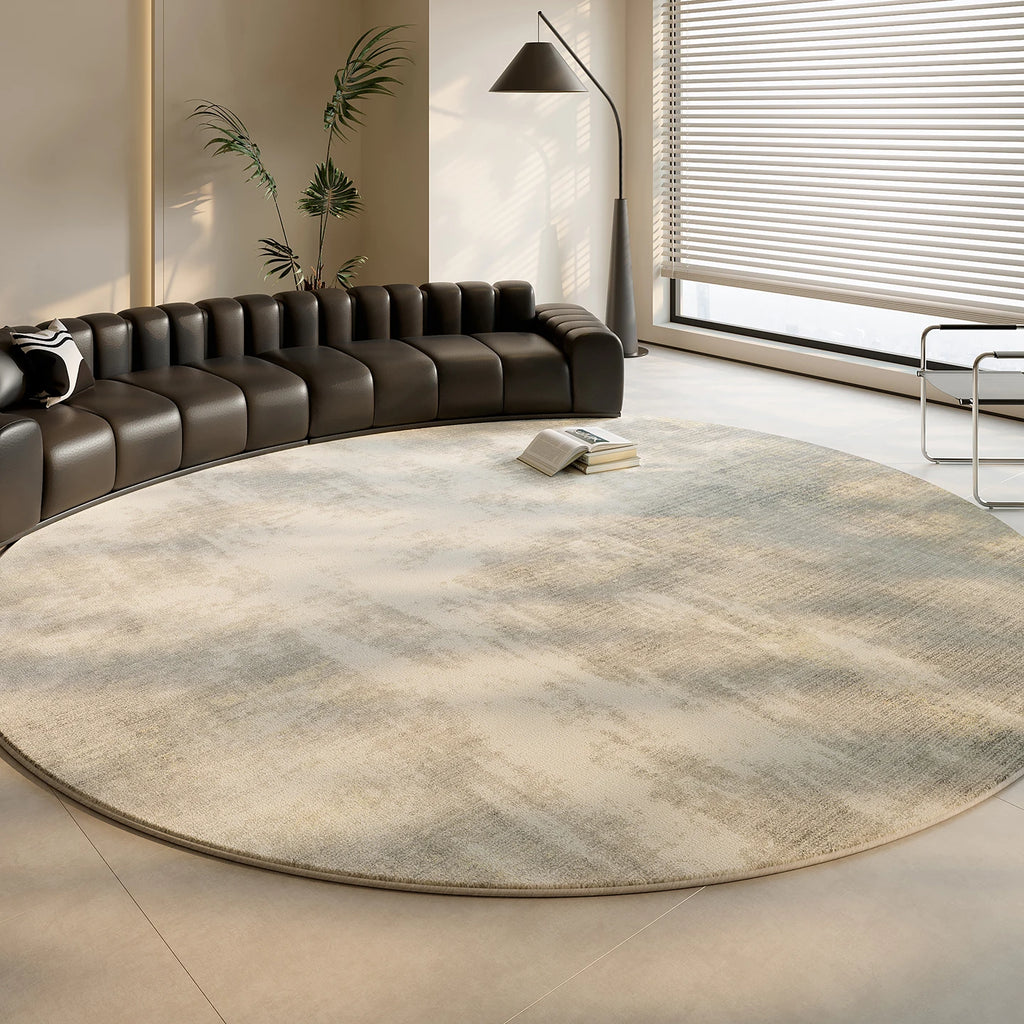 Round Striped Polyester Rug